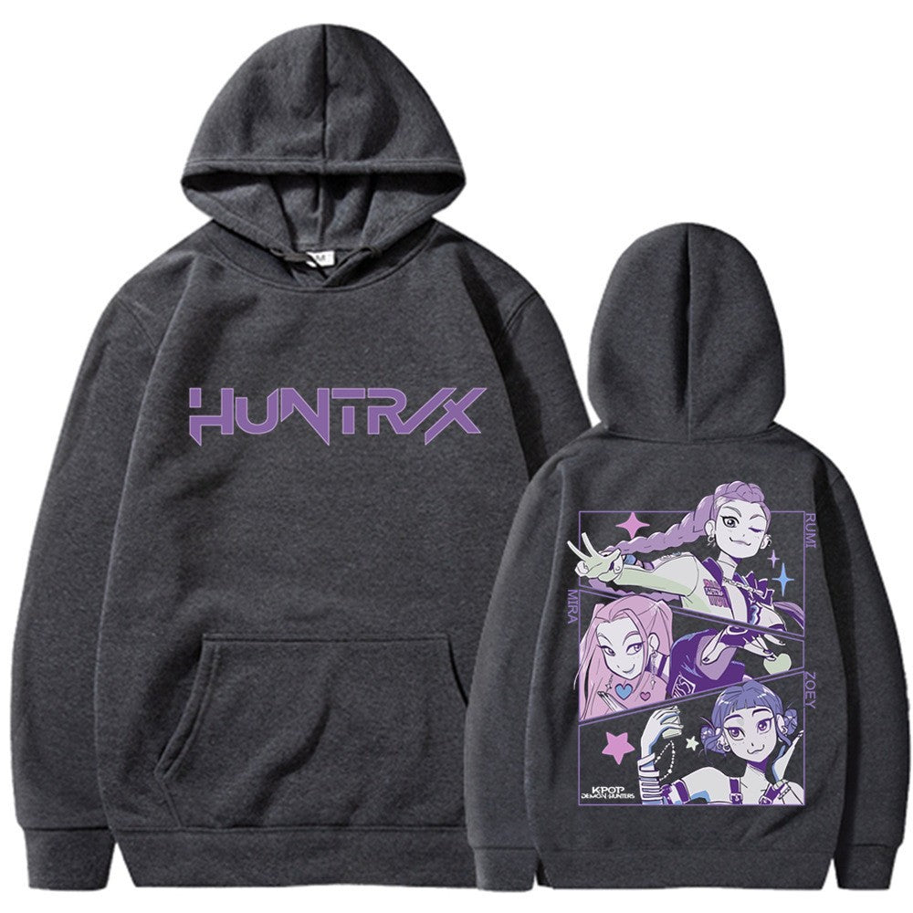 Kvinnors hoodie med konstnärligt animetryck Mirla-Eva Jonsson