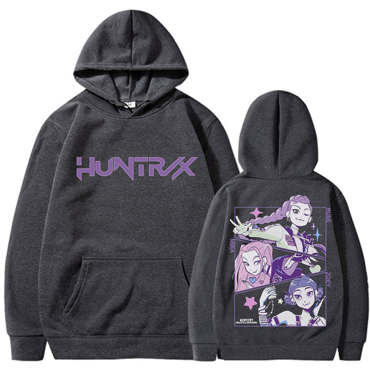 Kvinnors hoodie med konstnärligt animetryck Mirla-Eva Jonsson