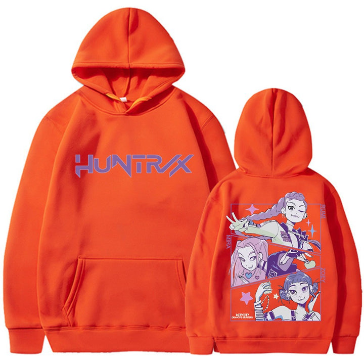 Kvinnors hoodie med konstnärligt animetryck Mirla-Eva Jonsson