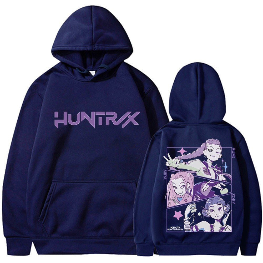 Kvinnors hoodie med konstnärligt animetryck Mirla-Eva Jonsson