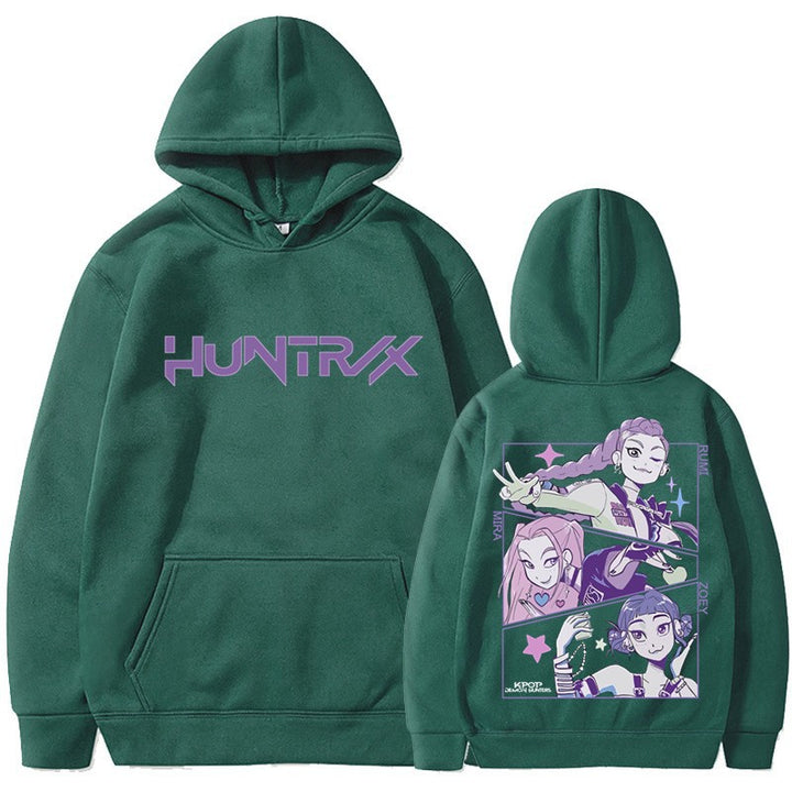 Kvinnors hoodie med konstnärligt animetryck Mirla-Eva Jonsson