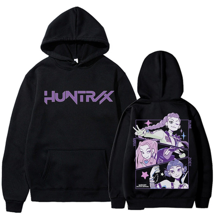 Kvinnors hoodie med konstnärligt animetryck Mirla-Eva Jonsson