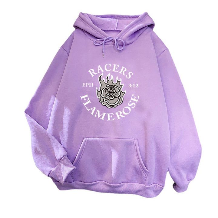 Kvinnors hoodie med kreativ Flame Rose design Chic & Style-Eva Jonsson