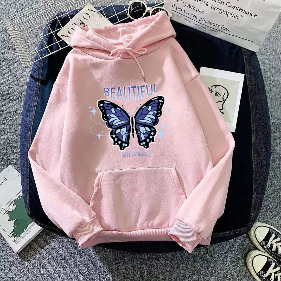 Kvinnors hoodie med kreativ fjärilsdesign Chic & Style-Eva Jonsson