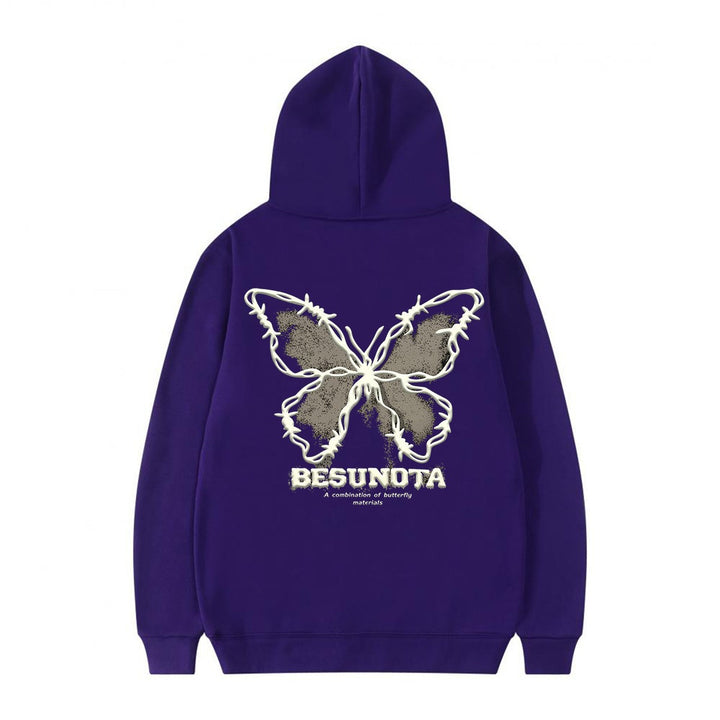 Kvinnors hoodie med kreativ fjärilsmotiv Mirla-Eva Jonsson