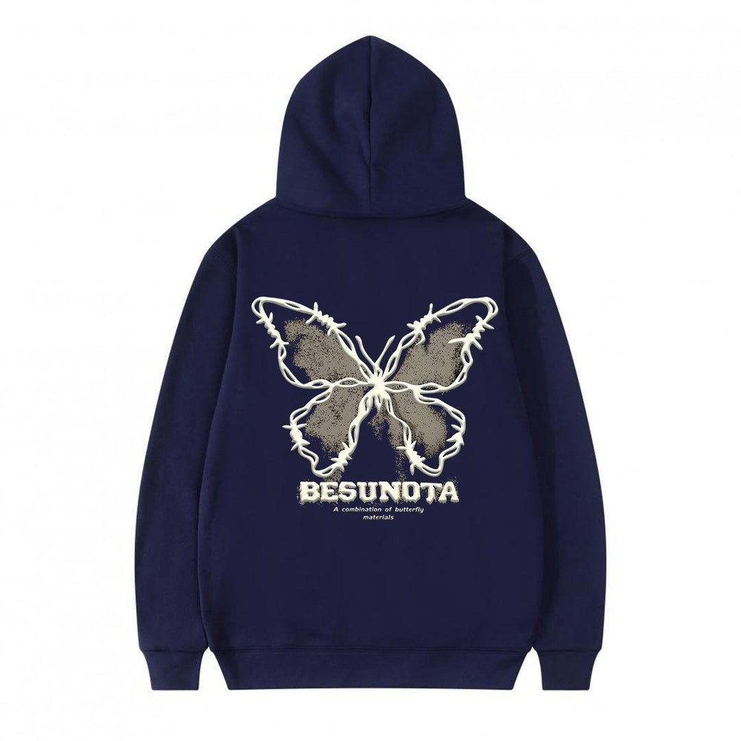 Kvinnors hoodie med kreativ fjärilsmotiv Mirla-Eva Jonsson
