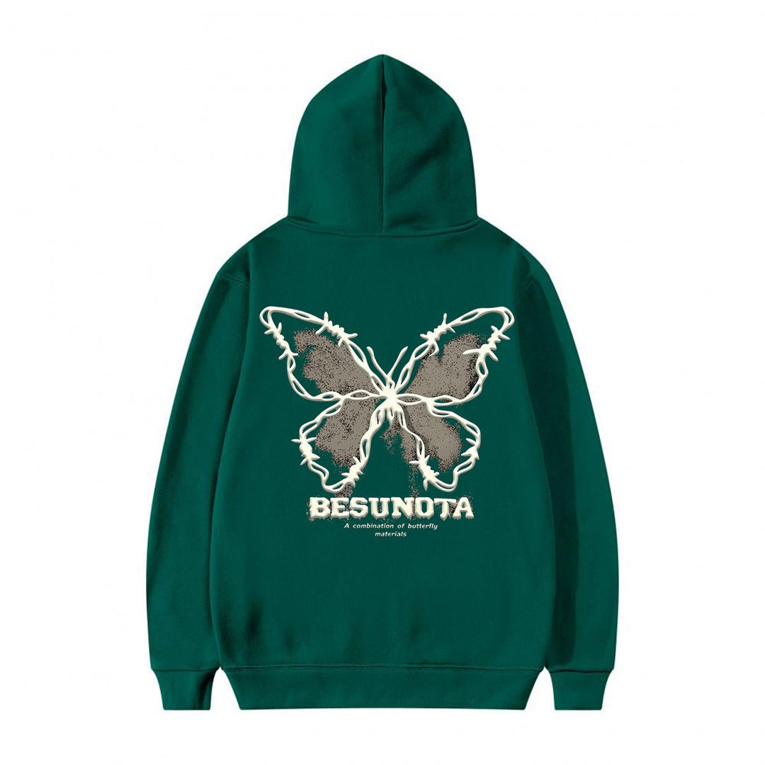 Kvinnors hoodie med kreativ fjärilsmotiv Mirla-Eva Jonsson