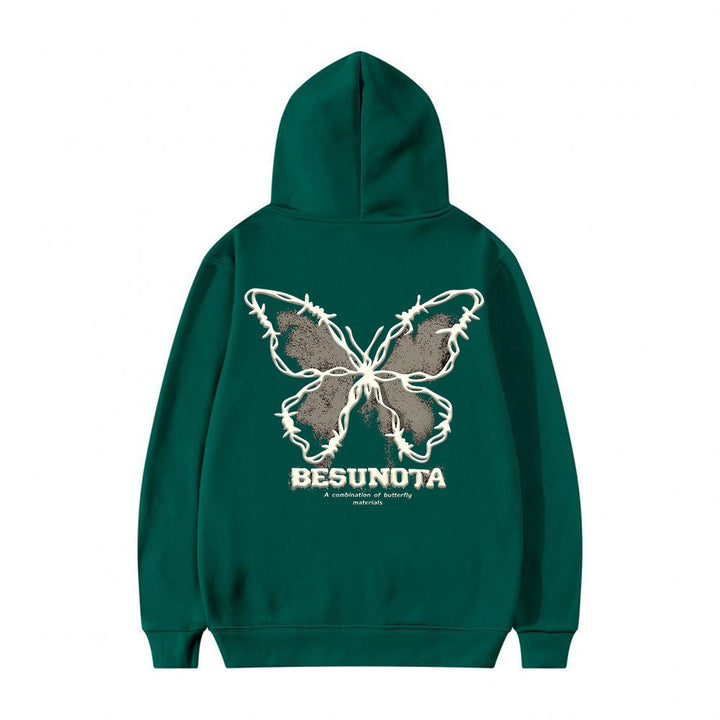 Kvinnors hoodie med kreativ fjärilsmotiv Mirla-Eva Jonsson