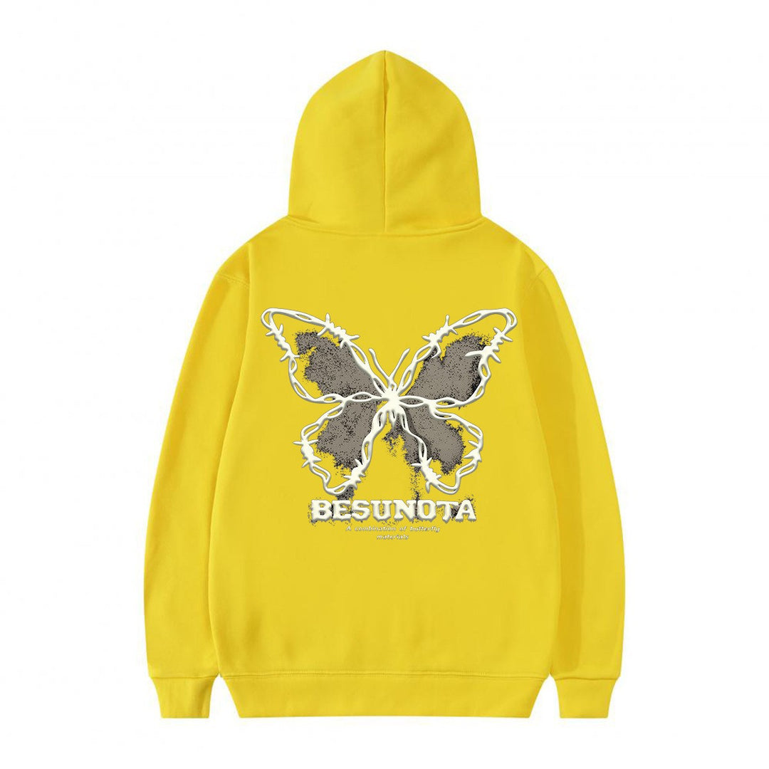 Kvinnors hoodie med kreativ fjärilsmotiv Mirla-Eva Jonsson