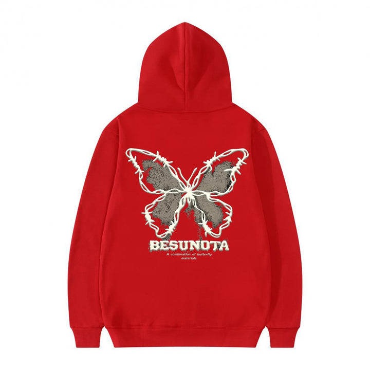 Kvinnors hoodie med kreativ fjärilsmotiv Mirla-Eva Jonsson