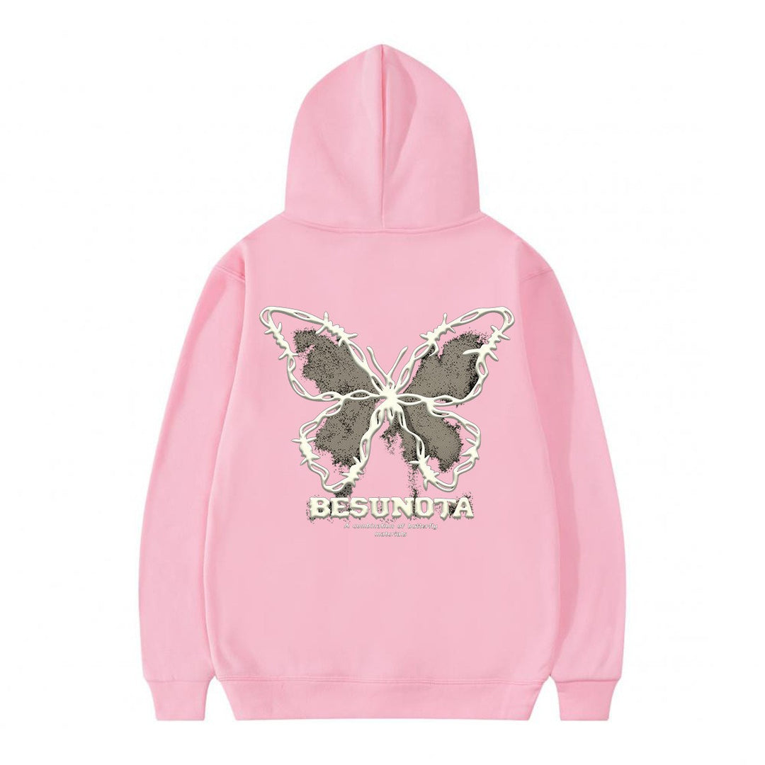 Kvinnors hoodie med kreativ fjärilsmotiv Mirla-Eva Jonsson