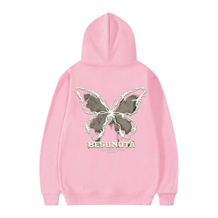 Kvinnors hoodie med kreativ fjärilsmotiv Mirla-Eva Jonsson