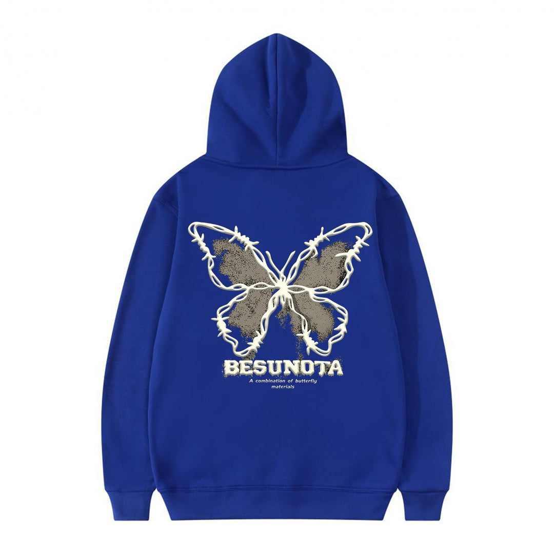 Kvinnors hoodie med kreativ fjärilsmotiv Mirla-Eva Jonsson