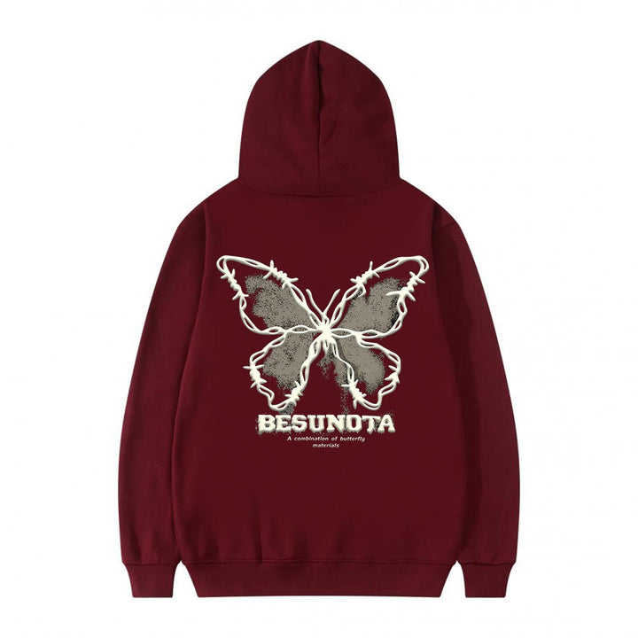 Kvinnors hoodie med kreativ fjärilsmotiv Mirla-Eva Jonsson