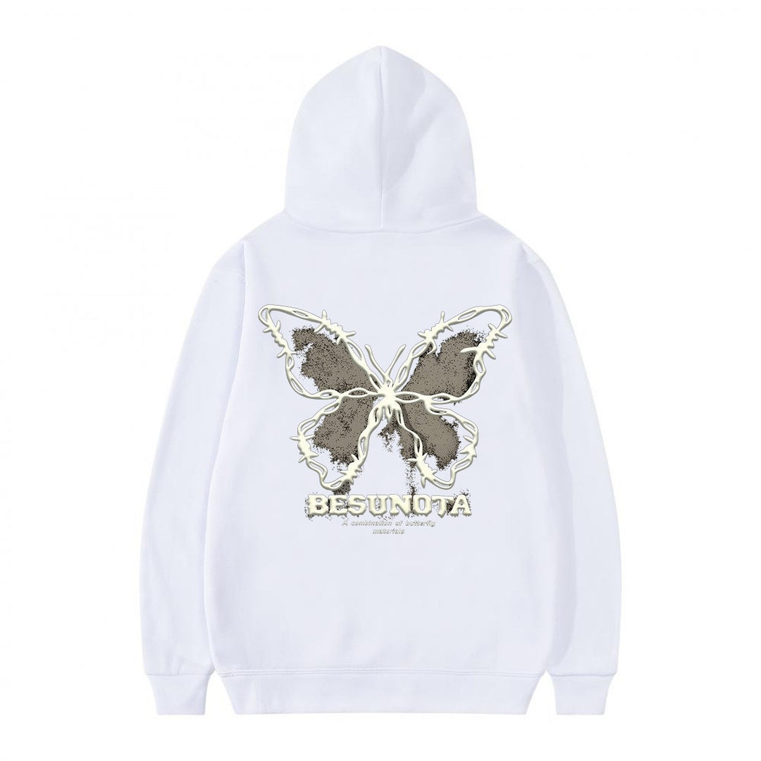 Kvinnors hoodie med kreativ fjärilsmotiv Mirla-Eva Jonsson