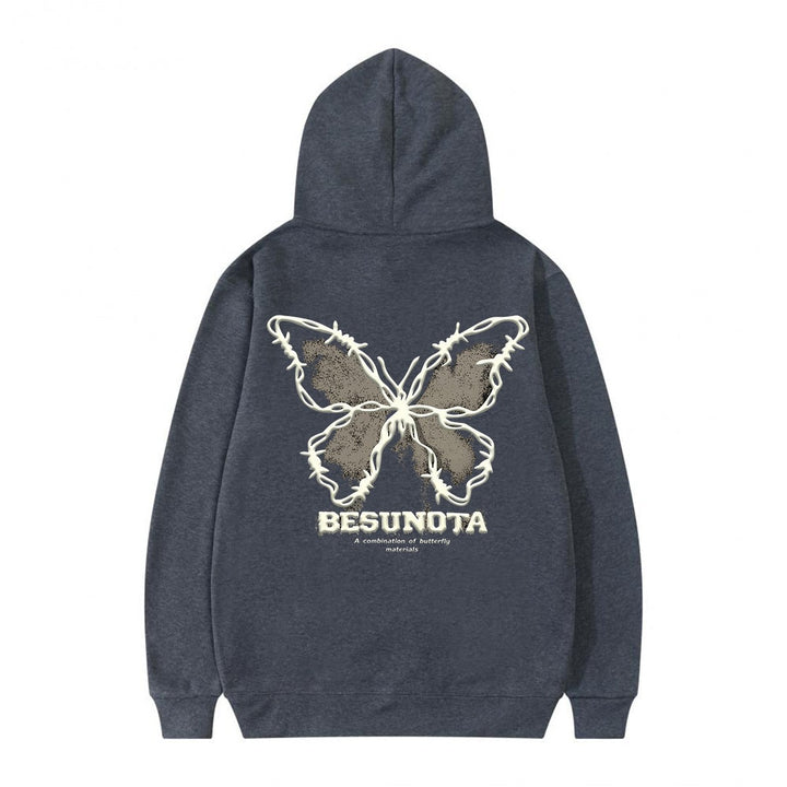 Kvinnors hoodie med kreativ fjärilsmotiv Mirla-Eva Jonsson