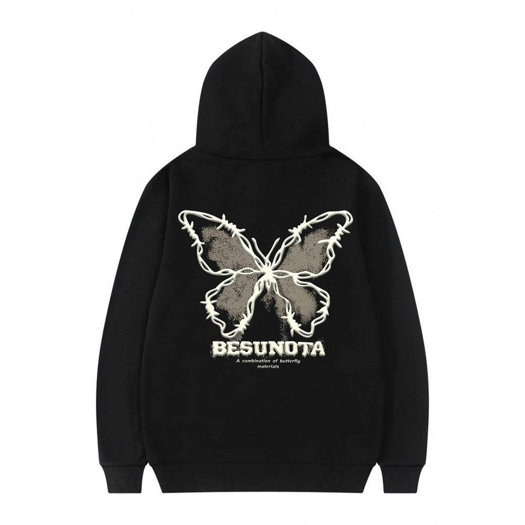 Kvinnors hoodie med kreativ fjärilsmotiv Mirla-Eva Jonsson