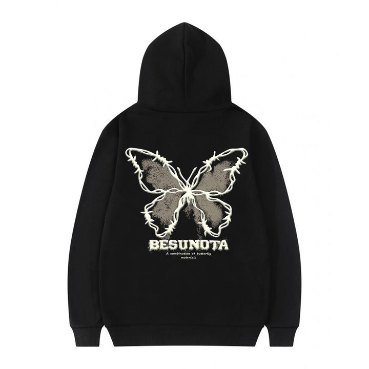 Kvinnors hoodie med kreativ fjärilsmotiv Mirla-Eva Jonsson