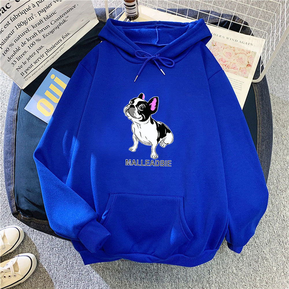 Kvinnors hoodie med kreativ fransk bulldogdesign Mirla-Eva Jonsson