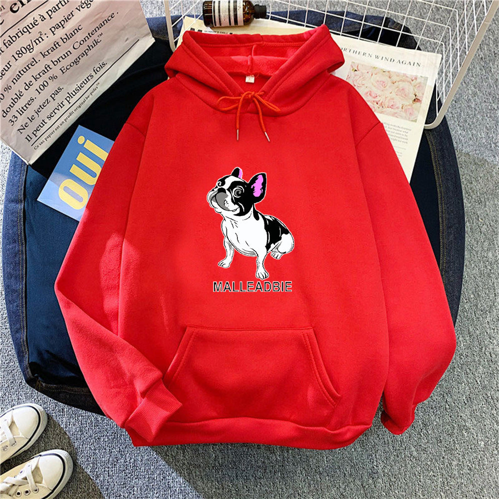 Kvinnors hoodie med kreativ fransk bulldogdesign Mirla-Eva Jonsson