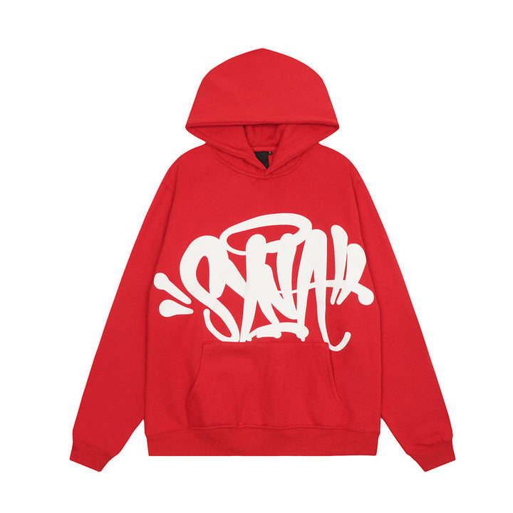Kvinnors hoodie med kreativ graffiti design och praktiska kängurufickor Mirla-Eva Jonsson