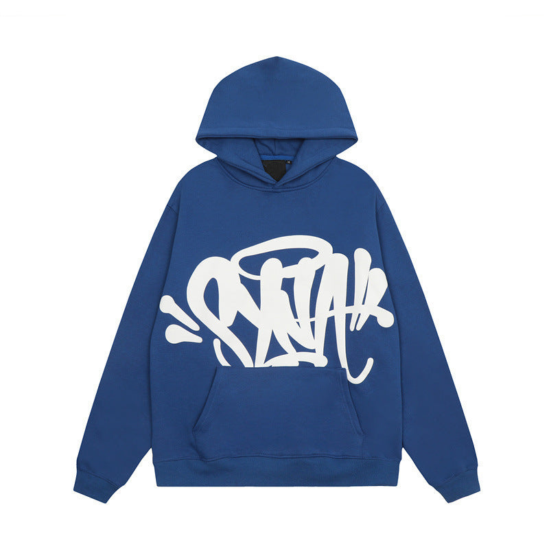 Kvinnors hoodie med kreativ graffiti design och praktiska kängurufickor Mirla-Eva Jonsson