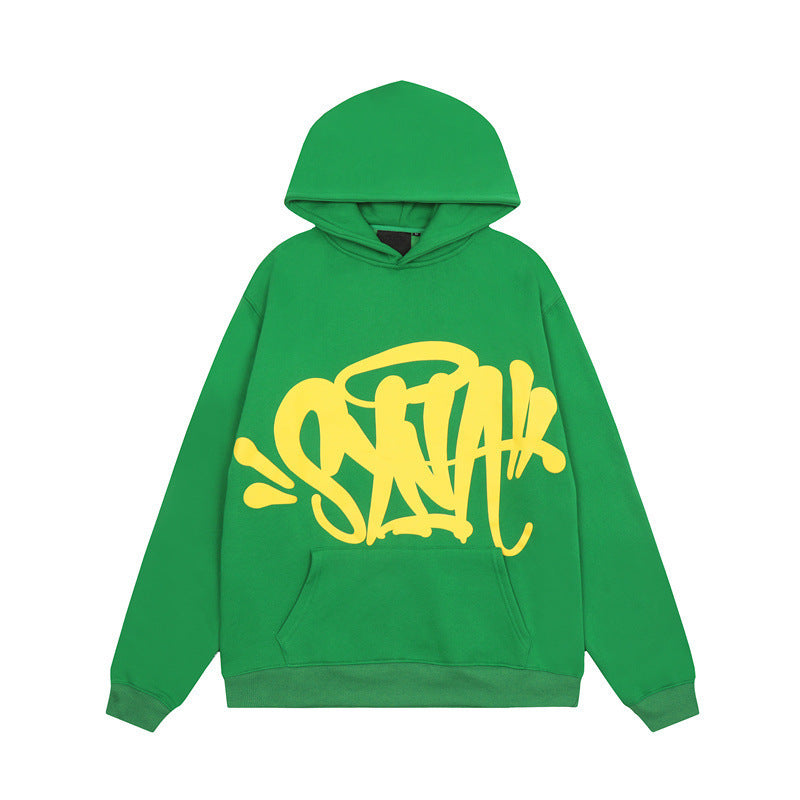 Kvinnors hoodie med kreativ graffiti design och praktiska kängurufickor Mirla-Eva Jonsson