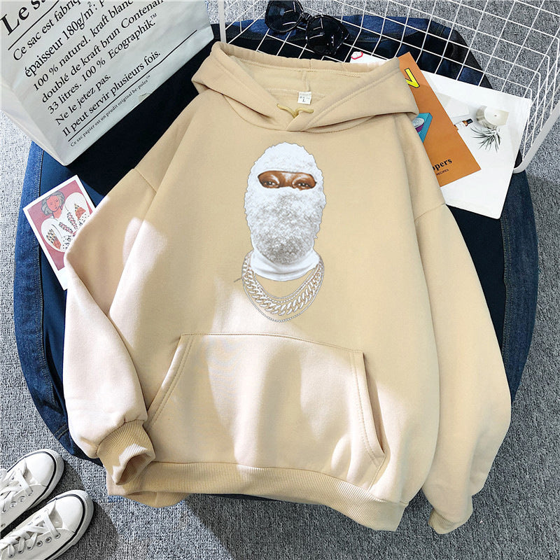 Kvinnors hoodie med kreativ grafisk design och intrikat konstverk Mirla-Eva Jonsson