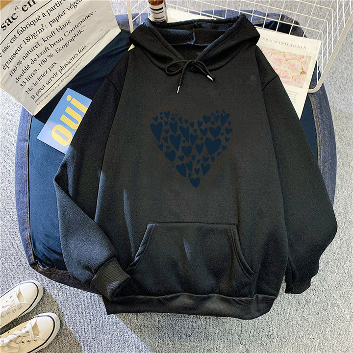 Kvinnors hoodie med kreativ hjärtdesign Mirla-Eva Jonsson