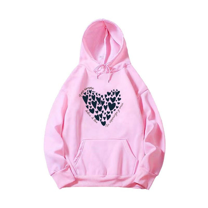 Kvinnors hoodie med kreativ hjärtdesign Mirla-Eva Jonsson