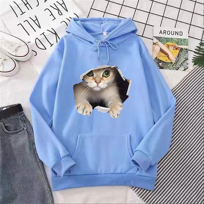 Kvinnors hoodie med kreativ kattdesign Mirla 1772612757-Eva Jonsson