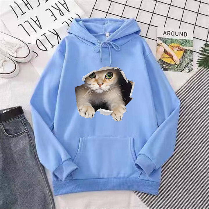 Kvinnors hoodie med kreativ kattdesign Mirla 1772612757-Eva Jonsson