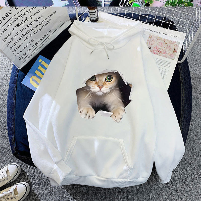 Kvinnors hoodie med kreativ kattdesign Mirla 1772612757-Eva Jonsson