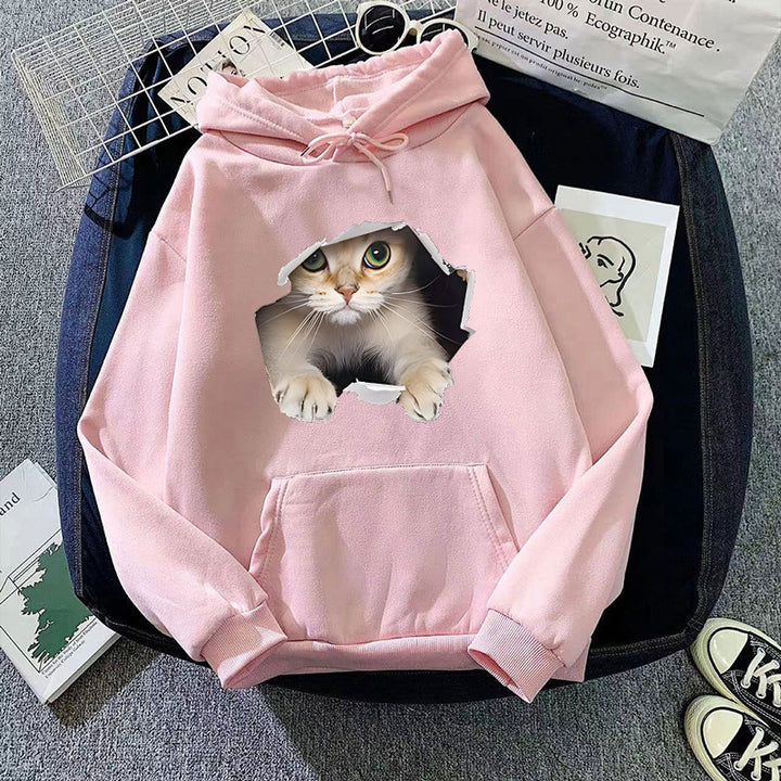 Kvinnors hoodie med kreativ kattdesign Mirla 1772612757-Eva Jonsson