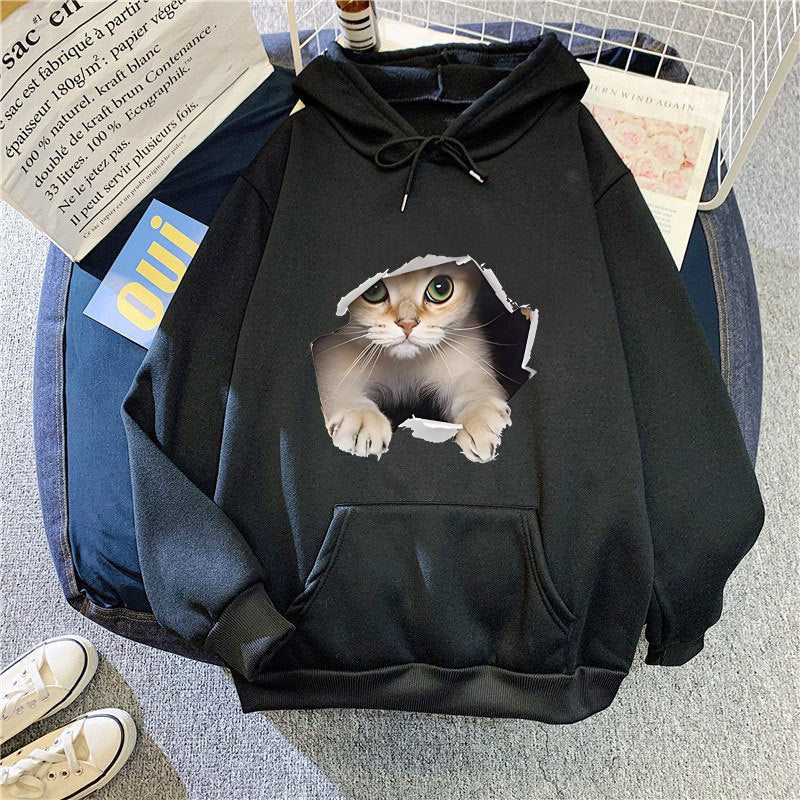 Kvinnors hoodie med kreativ kattdesign Mirla 1772612757-Eva Jonsson