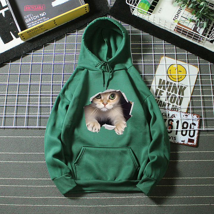 Kvinnors hoodie med kreativ kattdesign Mirla 1772612757-Eva Jonsson