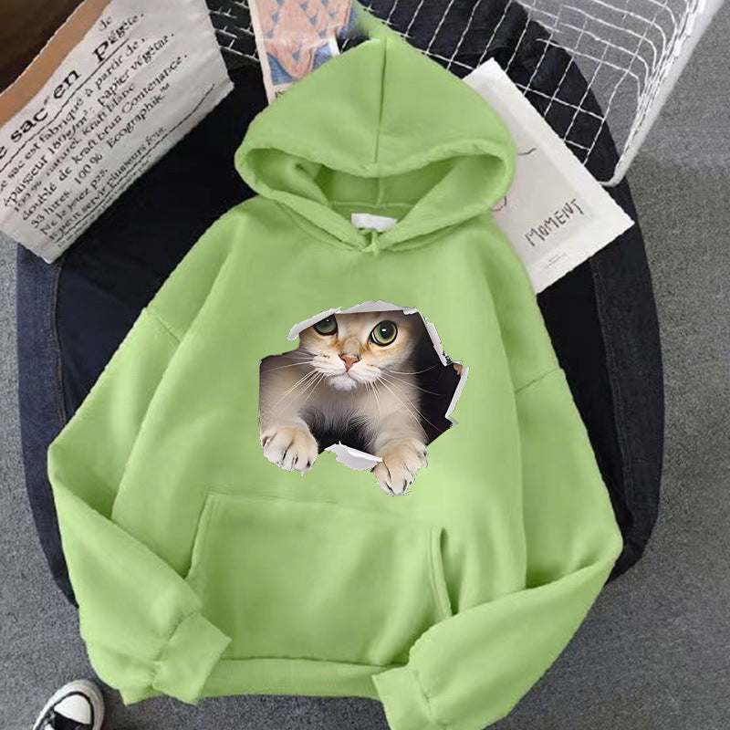 Kvinnors hoodie med kreativ kattdesign Mirla 1772612757-Eva Jonsson