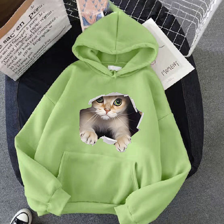Kvinnors hoodie med kreativ kattdesign Mirla 1772612757-Eva Jonsson