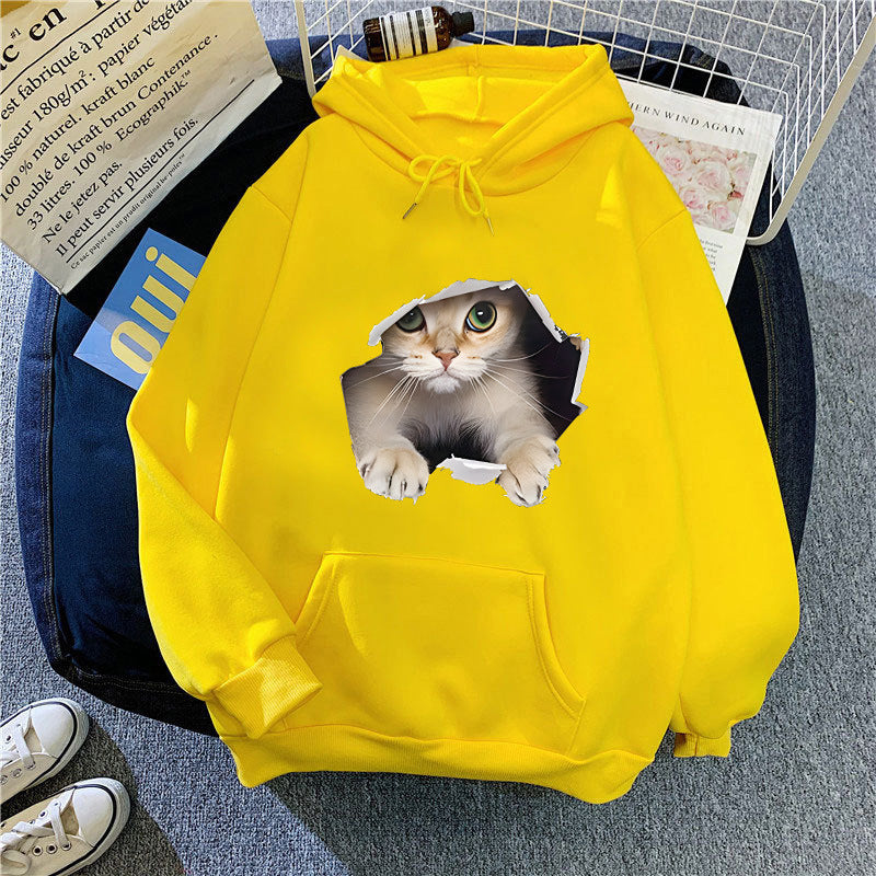 Kvinnors hoodie med kreativ kattdesign Mirla 1772612757-Eva Jonsson