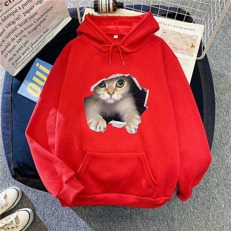 Kvinnors hoodie med kreativ kattdesign Mirla 1772612757-Eva Jonsson