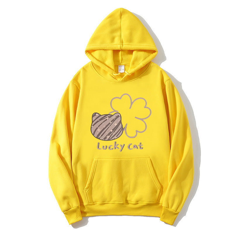 Kvinnors hoodie med kreativ kattdesign och lyckosymbol Chic & Style-Eva Jonsson