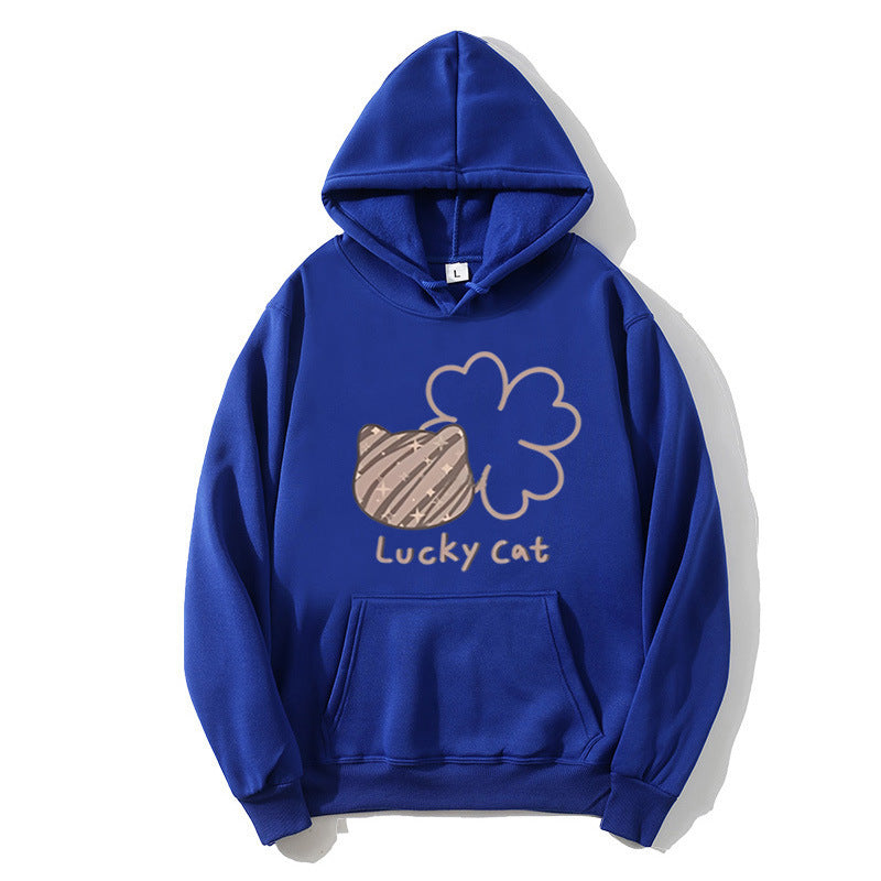 Kvinnors hoodie med kreativ kattdesign och lyckosymbol Chic & Style-Eva Jonsson