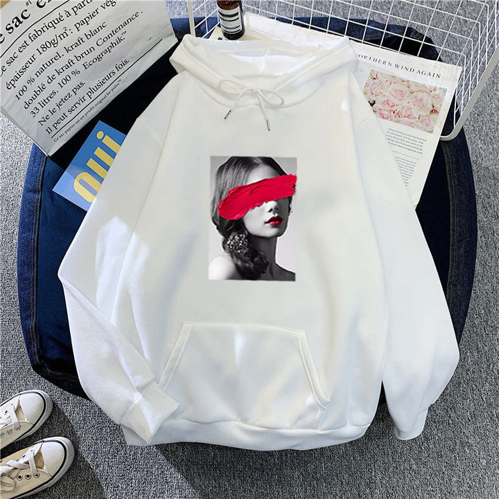 Kvinnors hoodie med kreativ konstdesign Mirla-Eva Jonsson