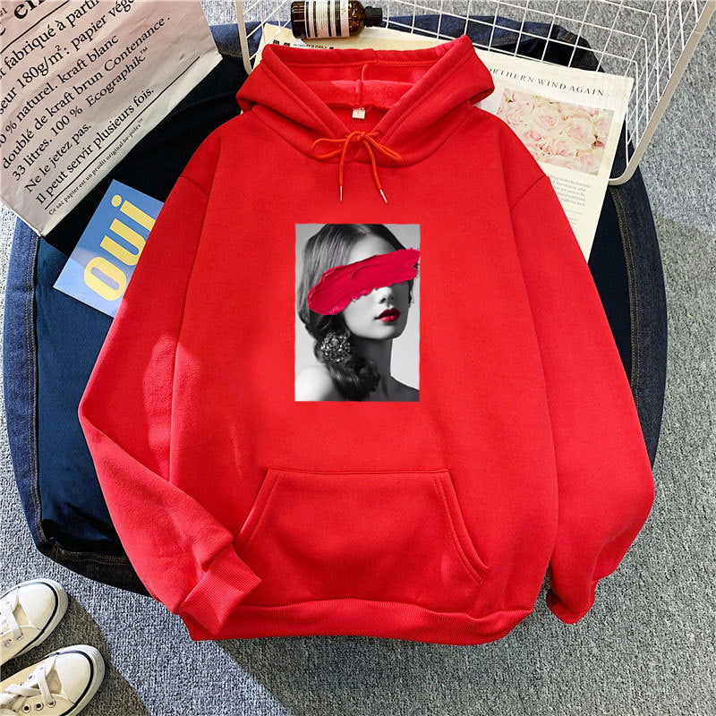 Kvinnors hoodie med kreativ konstdesign Mirla-Eva Jonsson