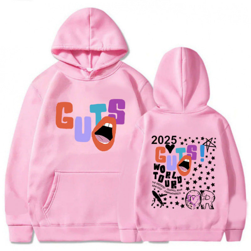 Kvinnors hoodie med kreativa grafiska element och unik turnétryck Mirla-Eva Jonsson