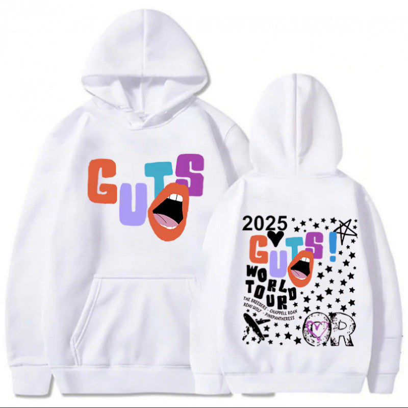 Kvinnors hoodie med kreativa grafiska element och unik turnétryck Mirla-Eva Jonsson