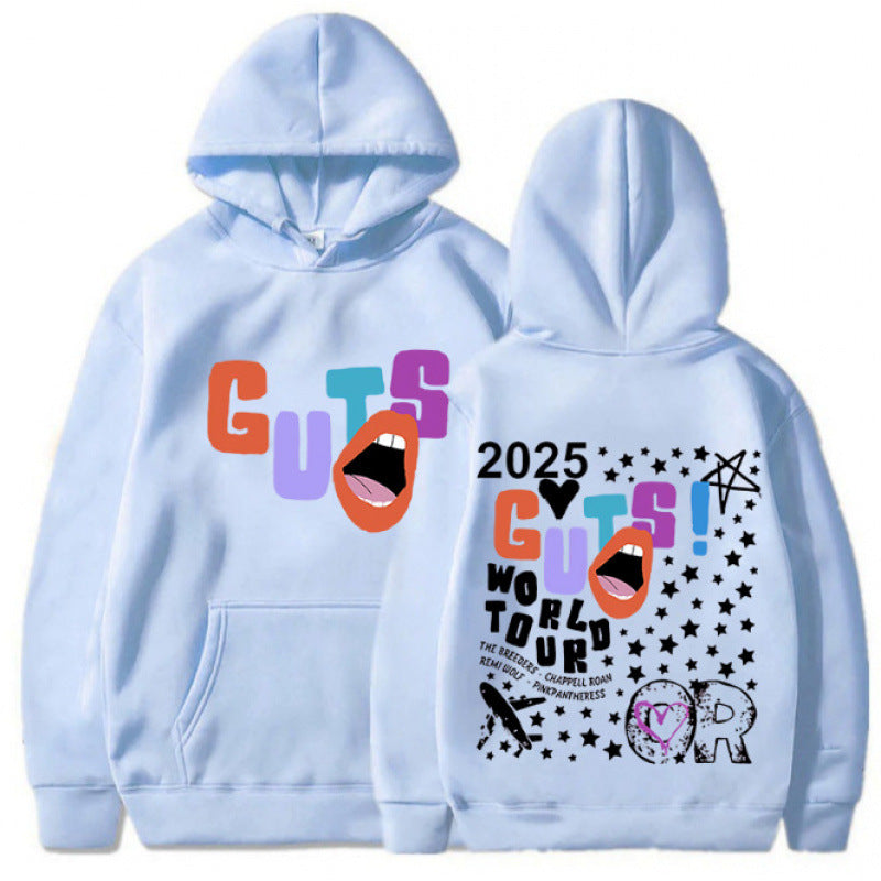 Kvinnors hoodie med kreativa grafiska element och unik turnétryck Mirla-Eva Jonsson