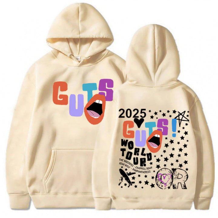Kvinnors hoodie med kreativa grafiska element och unik turnétryck Mirla-Eva Jonsson