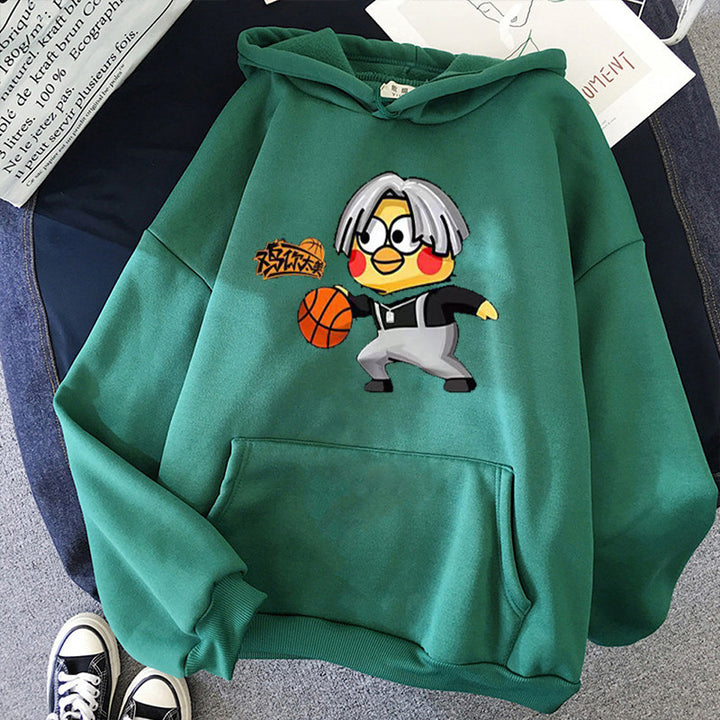 Kvinnors hoodie med kreativt basketmotiv Mirla-Eva Jonsson