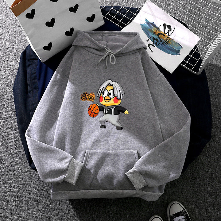 Kvinnors hoodie med kreativt basketmotiv Mirla-Eva Jonsson